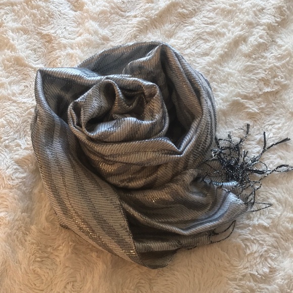 Sparkly Silver/Grey zebra print scarf - Picture 2 of 3